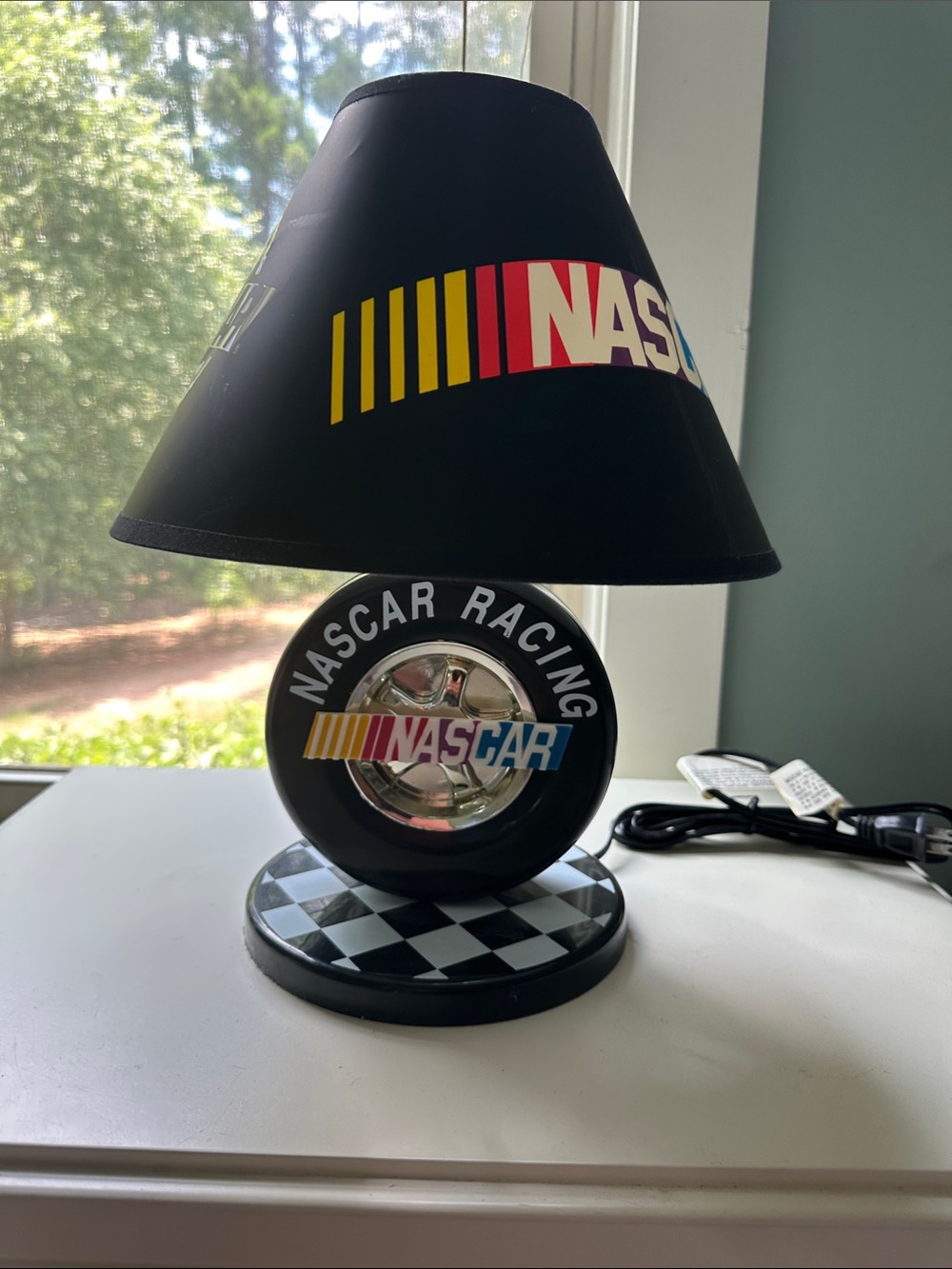 Nascar Black Lamp with Yellow Red and Blue Logo